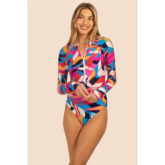 NWT Trina Turk Rio Zip-Up Paddle Suit - Picture 1 of 12